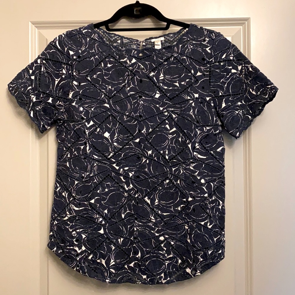Jcrew cropped shirt sleeve blouse size small